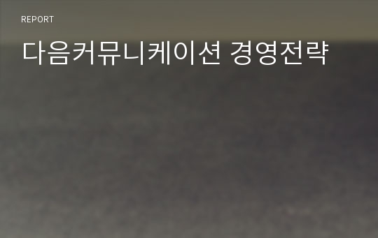 다음커뮤니케이션 경영전략