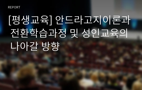 [평생교육] 안드라고지이론과 전환학습과정 및 성인교육의 나아갈 방향