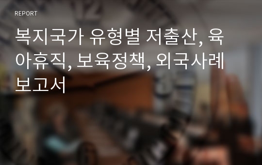 복지국가 유형별 저출산, 육아휴직, 보육정책, 외국사례 보고서