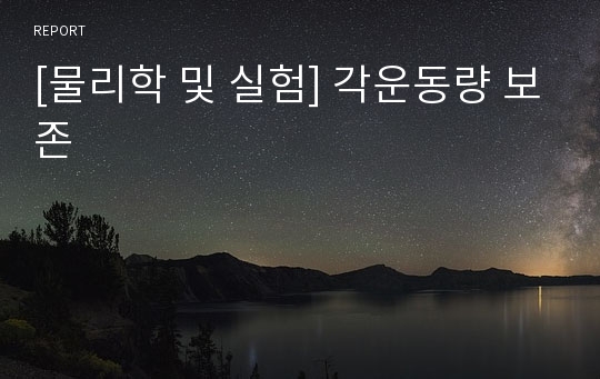 [물리학 및 실험] 각운동량 보존