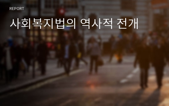 사회복지법의 역사적 전개