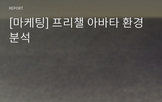 [마케팅] 프리챌 아바타 환경분석