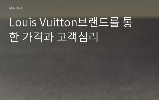 Louis Vuitton브랜드를 통한 가격과 고객심리