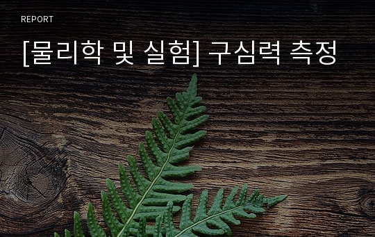 [물리학 및 실험] 구심력 측정