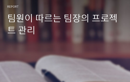 팀원이 따르는 팀장의 프로젝트 관리