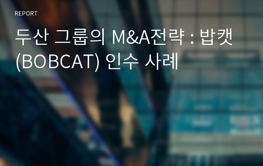 두산 그룹의 M&amp;A전략 : 밥캣(BOBCAT) 인수 사례
