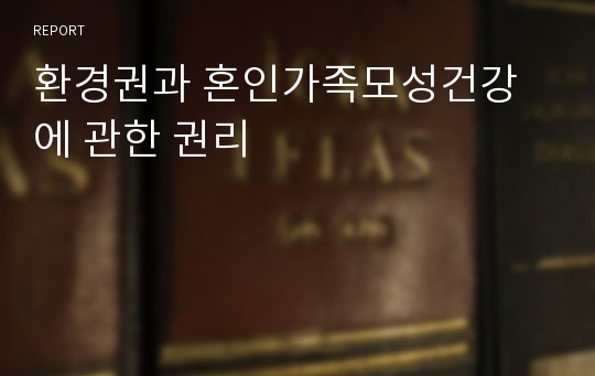 환경권과 혼인가족모성건강에 관한 권리