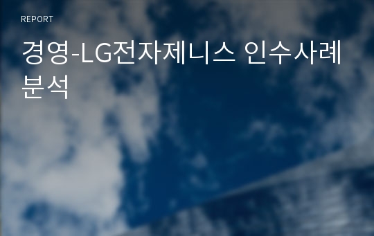 경영-LG전자제니스 인수사례분석