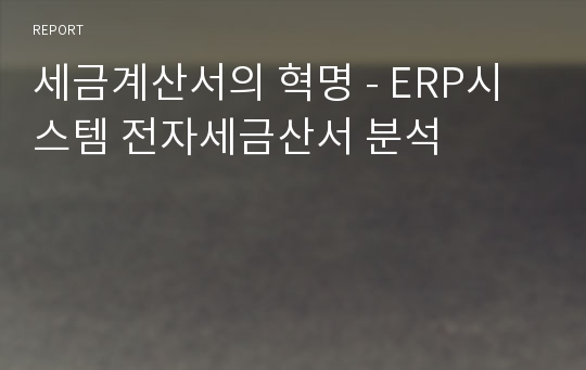 세금계산서의 혁명 - ERP시스템 전자세금산서 분석