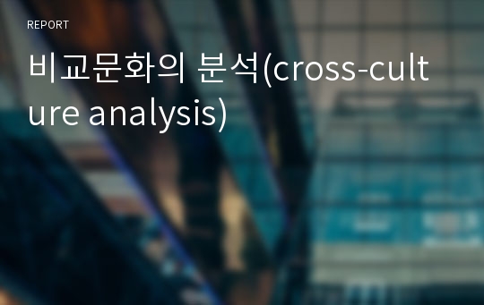 비교문화의 분석(cross-culture analysis)