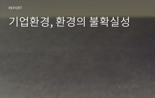 기업환경, 환경의 불확실성