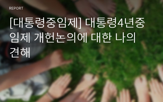 [대통령중임제] 대통령4년중임제 개헌논의에 대한 나의 견해