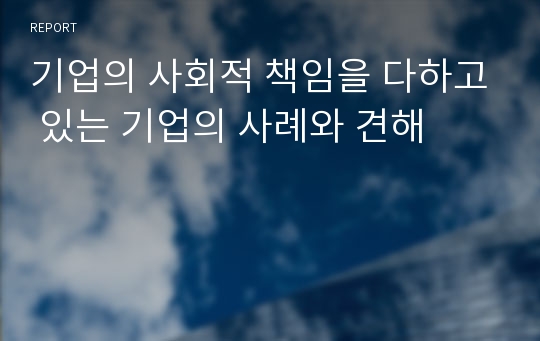 기업의 사회적 책임을 다하고 있는 기업의 사례와 견해