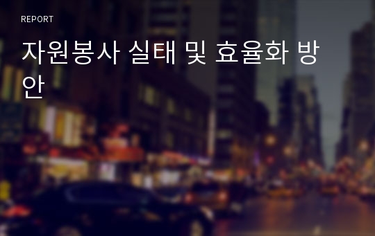 자원봉사 실태 및 효율화 방안