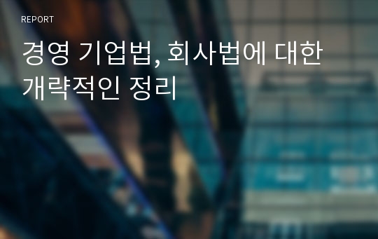 경영 기업법, 회사법에 대한 개략적인 정리