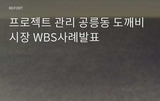 프로젝트 관리 공릉동 도깨비시장 WBS사례발표