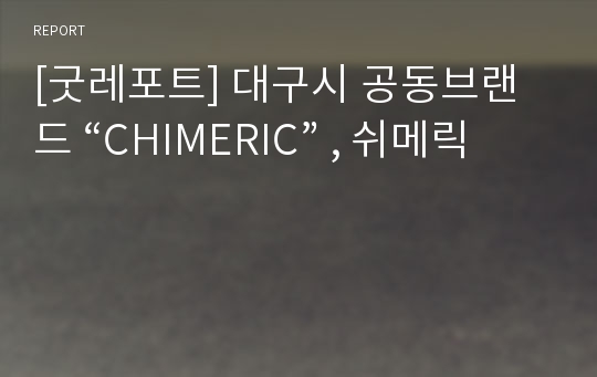 [굿레포트] 대구시 공동브랜드 “CHIMERIC” , 쉬메릭