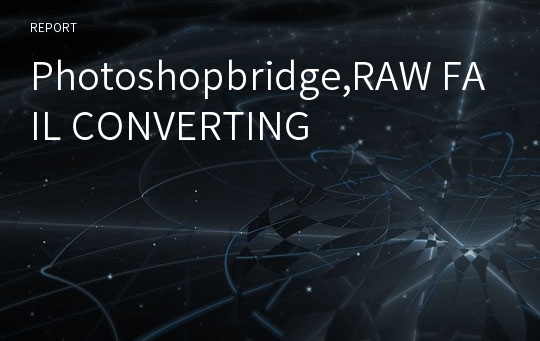 Photoshopbridge,RAW FAIL CONVERTING