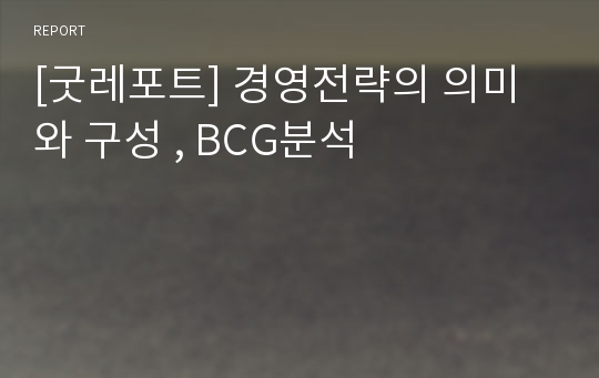 [굿레포트] 경영전략의 의미와 구성 , BCG분석