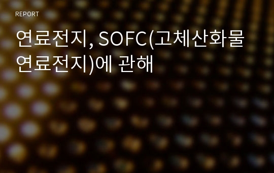 연료전지, SOFC(고체산화물연료전지)에 관해