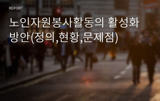 노인자원봉사활동의 활성화방안(정의,현황,문제점)