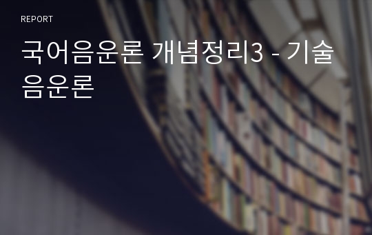 국어음운론 개념정리3 - 기술음운론