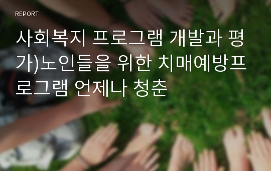 사회복지 프로그램 개발과 평가)노인들을 위한 치매예방프로그램 언제나 청춘