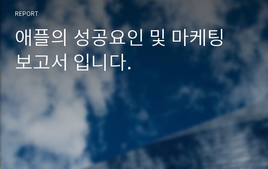 애플의 성공요인 및 마케팅 보고서 입니다.