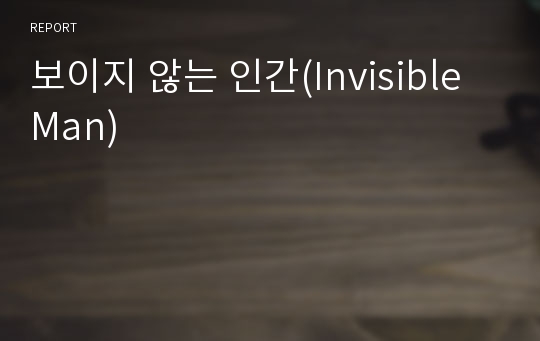 보이지 않는 인간(Invisible Man)