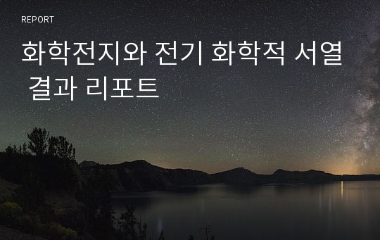 화학전지와 전기 화학적 서열 결과 리포트