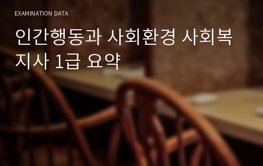 인간행동과 사회환경 사회복지사 1급 요약