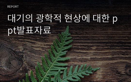 대기의 광학적 현상에 대한 ppt발표자료