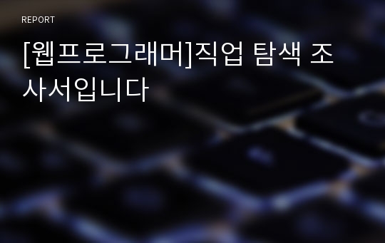 [웹프로그래머]직업 탐색 조사서입니다