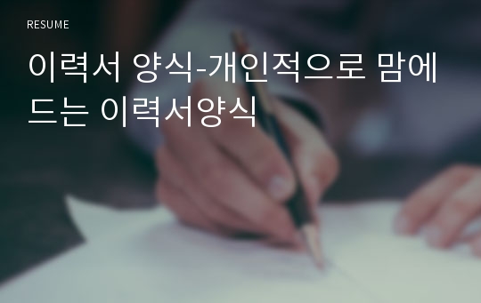 이력서 양식-개인적으로 맘에드는 이력서양식