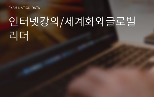 인터넷강의/세계화와글로벌리더