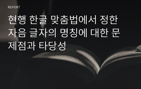 현행 한글 맞춤법에서 정한 자음 글자의 명칭에 대한 문제점과 타당성