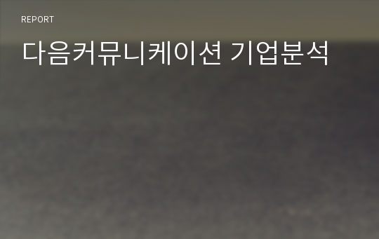 다음커뮤니케이션 기업분석