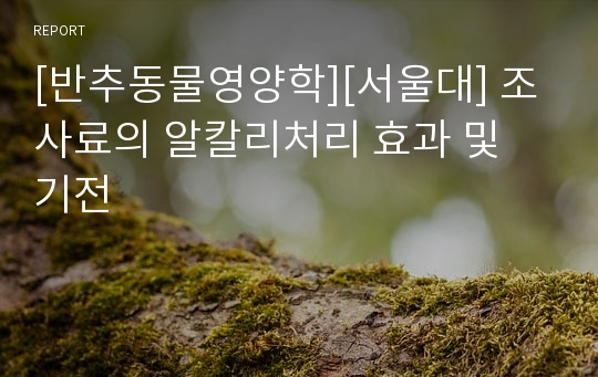 [반추동물영양학][서울대] 조사료의 알칼리처리 효과 및 기전