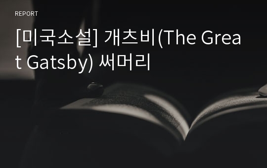 [미국소설] 개츠비(The Great Gatsby) 써머리