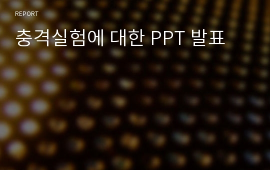 충격실험에 대한 PPT 발표