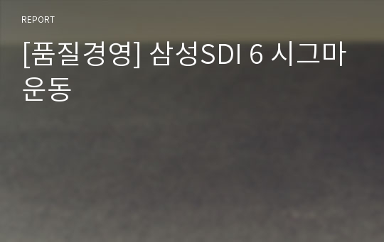 [품질경영] 삼성SDI 6 시그마운동