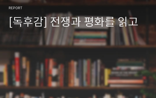 [독후감] 전쟁과 평화를 읽고