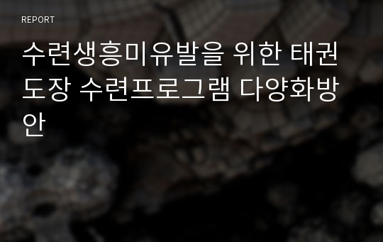 수련생흥미유발을 위한 태권도장 수련프로그램 다양화방안