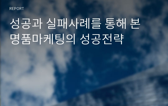 성공과 실패사례를 통해 본 명품마케팅의 성공전략