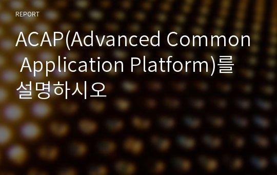 ACAP(Advanced Common Application Platform)를 설명하시오