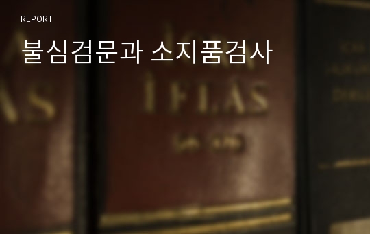 불심검문과 소지품검사