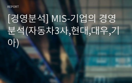 [경영분석] MIS-기업의 경영 분석(자동차3사,현대,대우,기아)