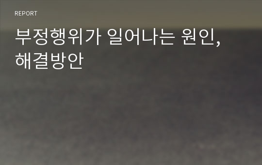 부정행위가 일어나는 원인, 해결방안