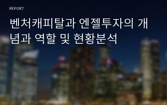 벤처캐피탈과 엔젤투자의 개념과 역할 및 현황분석