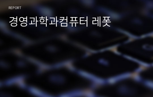 경영과학과컴퓨터 레폿